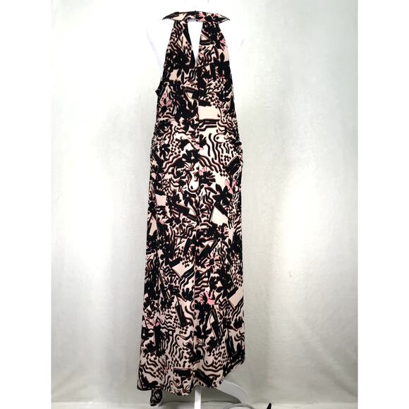 Halogen‎ Dress Womens Plus 1X Black Tan Halter Ruched Midi Asymmetric Resort - Picture 8 of 10